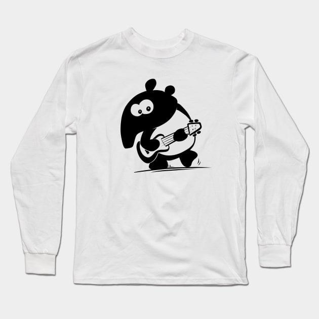 Funny Cute Musical Tapir Little Guitar Ukulele Long Sleeve T-Shirt by SkizzenMonster